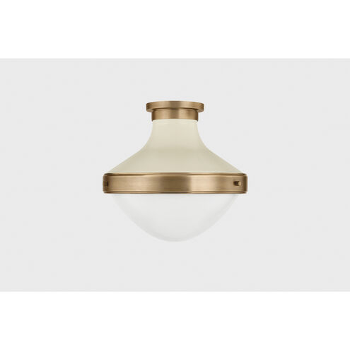 Maxton 1 Light 13.5 inch Patina Brass and Soft Sand Flush Mount Ceiling Light